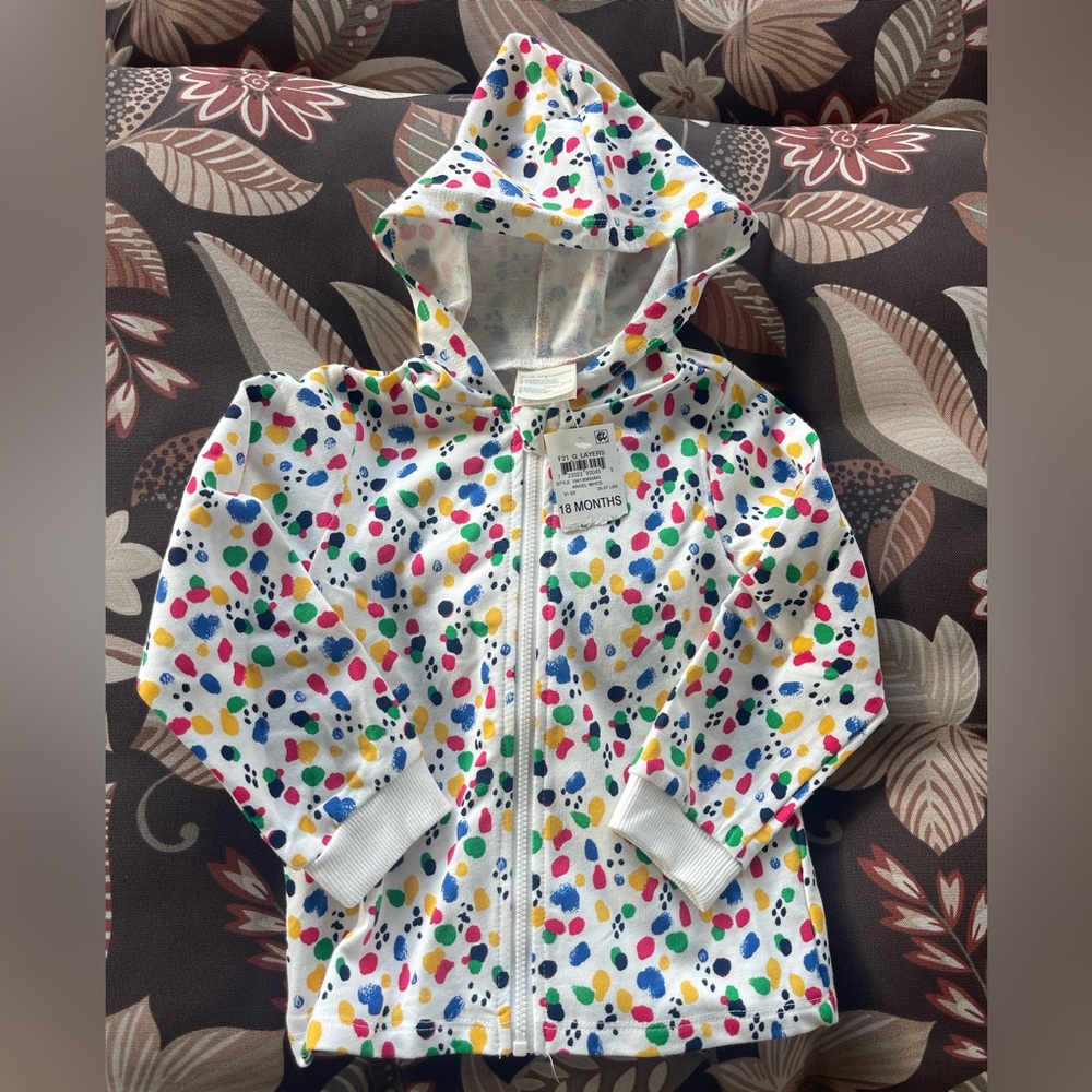 First Impressions White Hoodie with Colorful Dots